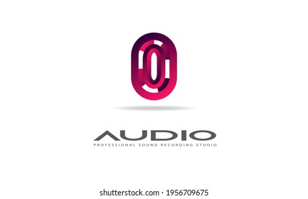 DJ Dance Party Logo, Recording Studio Emblem, Audio Wave and Light Dark Gradient Background