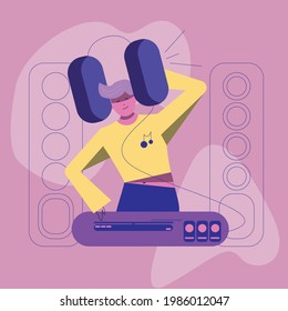 DJ dancing to loud music