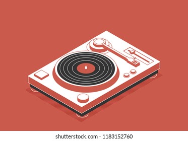 DJ deck. Isometric flat vinyl player