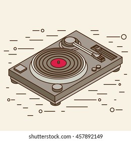 DJ deck. Isometric flat vinyl player