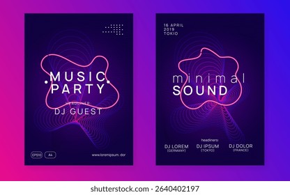 Dj Design. Blue Fest Event. Violet Edm Set. Dance Festival Graphic. Concert Cover. Psychedelic Radio Illustration. Music Poster. Pink Dj Design