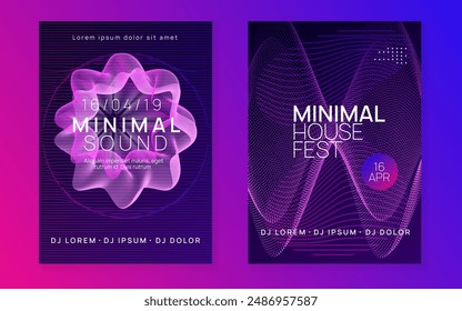 Dj Design. Discotheque Set. Edm Concert Graphic. Festival Cover. Blue Night Club Banner. Electronic Radio Illustration. Violet Party Background. Green Dj Design