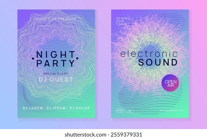 Dj Design. Green Party Poster. Fest Concert Element. Electro Cover. Dance Flyer. Pink Sound Event. Psychedelic Radio Illustration. Violet Dj Design