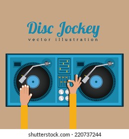 DJ design over beige background, vector illustration