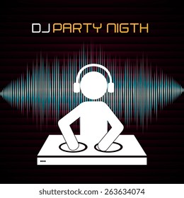 DJ design over black background, vector illustration.