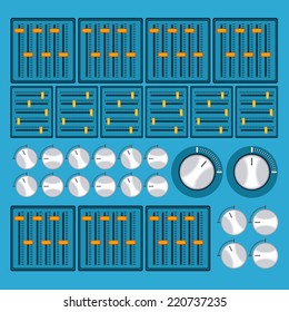 DJ design over blue background, vector illustration