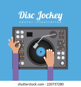 DJ design over blue background, vector illustration