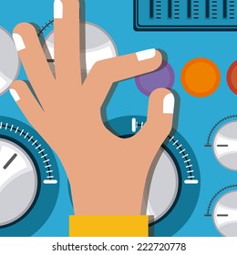 Dj design over blue background, vector illustration 