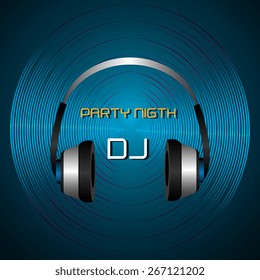 DJ design over blue background, vector illustration.