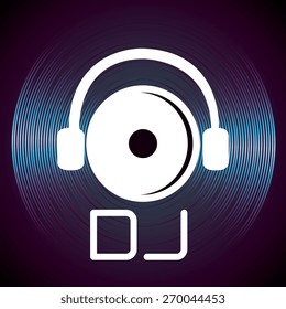 DJ design over blue background, vector illustration.
