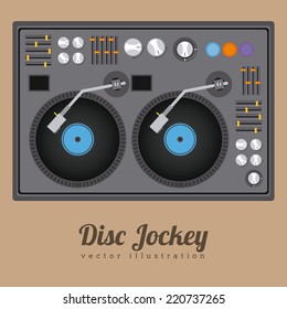 DJ design over brown background, vector illustration