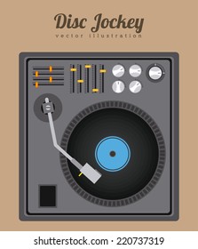 DJ design over brown background, vector illustration