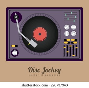 DJ design over brown background, vector illustration