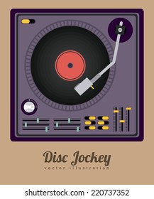 DJ design over brown background, vector illustration
