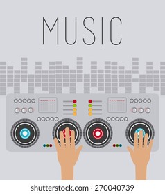 DJ design over colorful background, vector illustration.