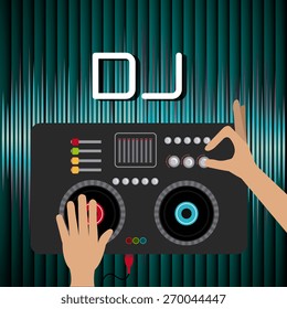 DJ design over colorful background, vector illustration.