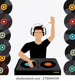 DJ design over colorful background, vector illustration.