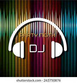 DJ design over colorful stripes background, vector illustration.