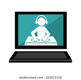 DJ design over white background, vector illustration.