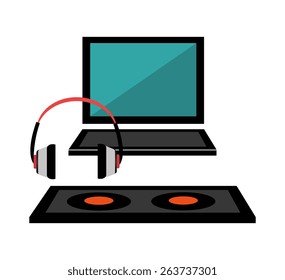 DJ design over white background, vector illustration.