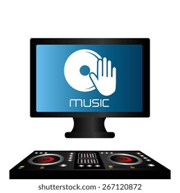 DJ design over white background, vector illustration.
