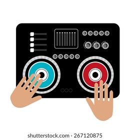 DJ design over white background, vector illustration.