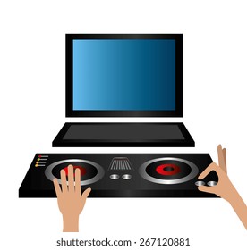 DJ design over white background, vector illustration.