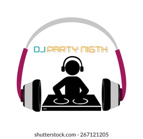 DJ design over white background, vector illustration.