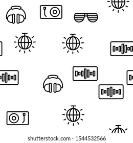 Dj Device Vector Seamless Pattern Thin Line Illustration