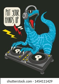 Dj dinosaur vector design for t shirt