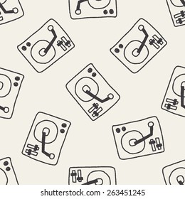 DJ disk doodle drawing seamless pattern background