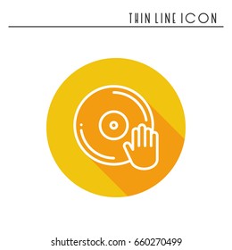 DJ disk jockey turntable icon. Line party element icon. Vector linear design. Illustration symbols