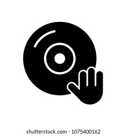 DJ. Disk.Music.Black.Party Holiday Event Celebration Food Drink in flat design .Vector
