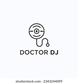 DJ doctor logo design vector silhouette illustration