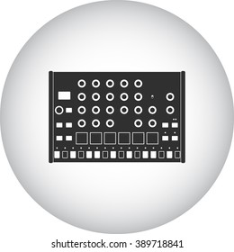 DJ Drum machine simple icon  on round background