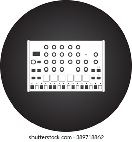 DJ Drum machine simple icon  on round background