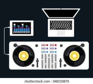 DJ electronic music party graphic design, vector illustration eps10