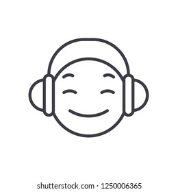 Dj Emoji concept line editable vector, concept icon. Dj Emoji concept linear emotion illustration
