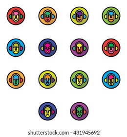 dj emoticon long shadow set
