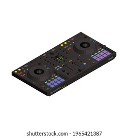 Dj equipment isometric icon with modern controller on white background vector illustration