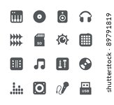 DJ Equipment minimalistic icons set
