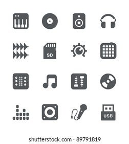 DJ Equipment minimalistic icons set