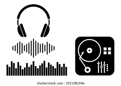 DJ equipment. Simple icon set. Flat style element for graphic design. Vector EPS10 illustration