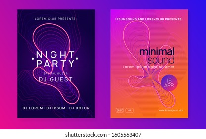 Dj event. Commercial show magazine set. Dynamic fluid shape and line. Dj event neon flyer. Techno trance party. Electro dance music. Electronic sound. Club fest poster.