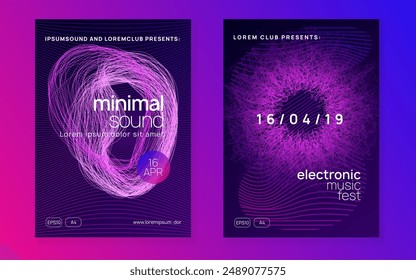 Dj Event. Concert Vector. Pink Fest Background. Music Magazine. Sound Trance Template. Psychedelic Radio Illustration. Blue Techno Set. Green Dj Event