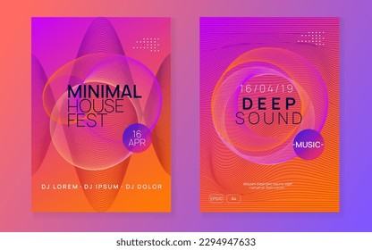 Dj event. Cool show invitation set. Dynamic gradient shape and line. Dj event neon flyer. Techno trance party. Electro dance music. Electronic sound. Club fest poster.