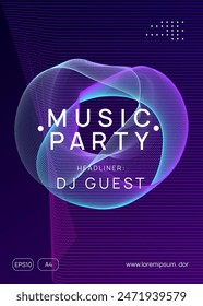 Dj Event. Dance Concert Template. Festival Cover. Music Flyer. Green Night Club Background. Violet Discotheque Set. Electronic Disco Invitation. Pink Dj Event