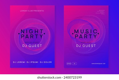 Dj event. Digital show invitation set. Dynamic gradient shape and line. Dj event neon flyer. Techno trance party. Electro dance music. Electronic sound. Club fest poster.