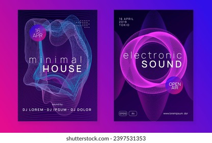 Dj event. Digital show magazine set. Dynamic fluid shape and line. Dj event neon flyer. Techno trance party. Electro dance music. Electronic sound. Club fest poster.