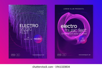 Dj event. Dynamic fluid shape and line. Digital concert invitation set. Dj event neon flyer. Techno trance party. Electro dance music. Electronic sound. Club fest poster.